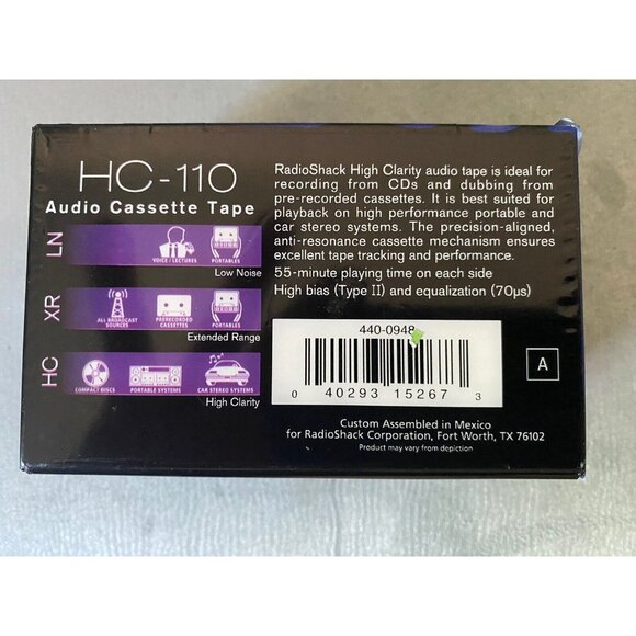 Radio Shack HC-110 High Clarity Audio Cassette Tape 3 Pack NEW/SEALED - Picture 2 of 2